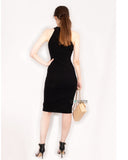 Front Open bodycon knit dress in black