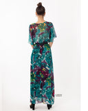 Floral Print Chiffon Wrap Maxi Dress (Blue Print)