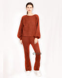 Knitted Loungewear Set In Brown | Jumper and Trousers