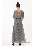 Floral Print Chiffon Wrap Maxi Dress (Grey Leopard)
