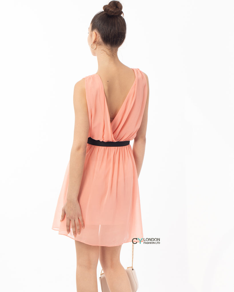 Wrap Chiffon dress (Peach)