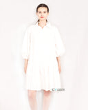 Oversized Cotton shirt dress with ruffle hem
