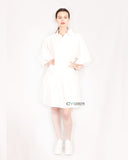Oversized Cotton shirt dress with ruffle hem