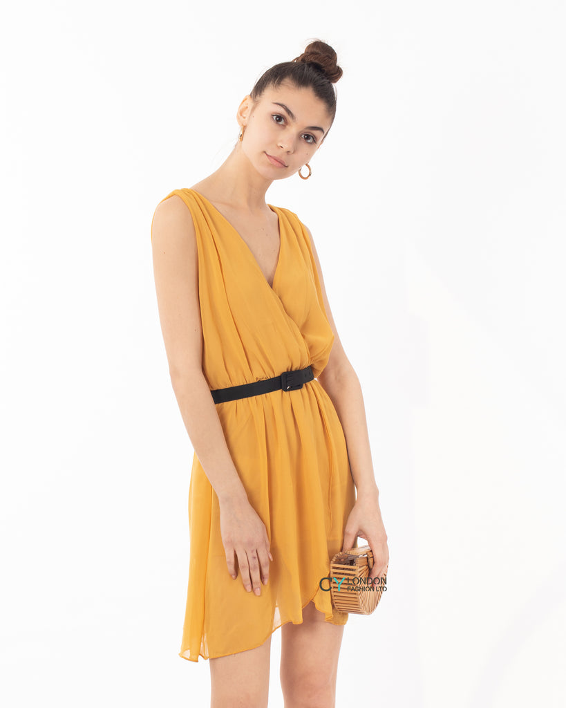 Wrap Chiffon dress (YELLOW)