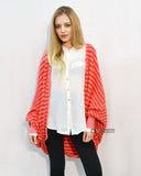 Stripe Printed Knitted Cardigan (Red)