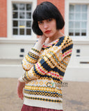 Stripe Aztec Design Print Knitted Jumper