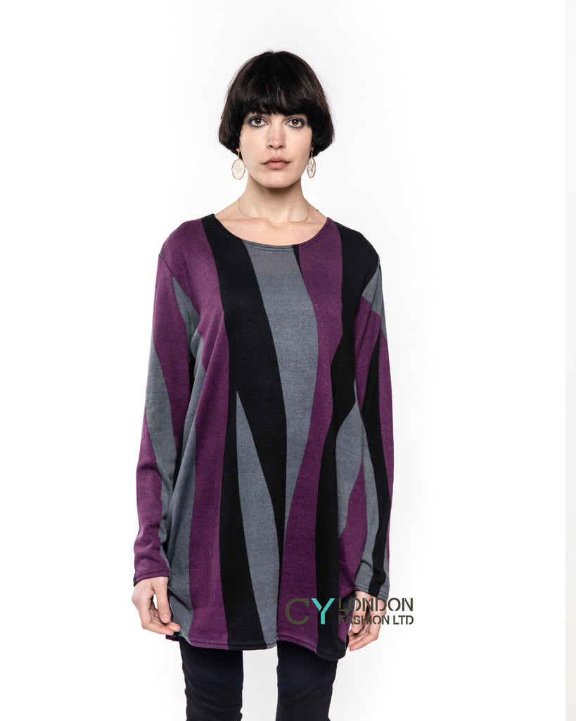 Stripe Print Knitted Jumper