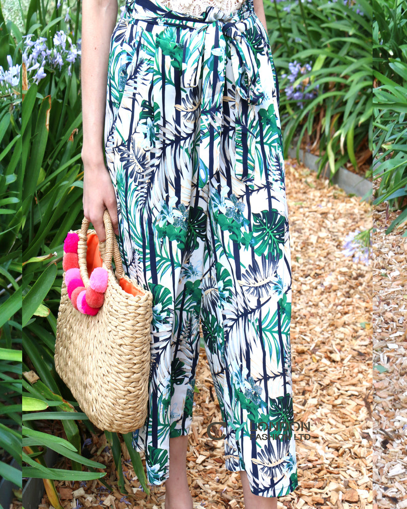Floral Print Wide-leg Trousers