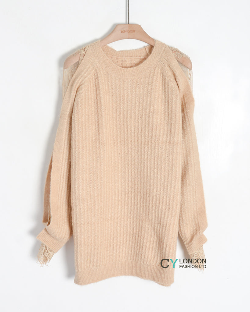 Lace sleeves and cut out design jumper