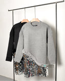 Mirror Sequins and Faux Fur Jumper