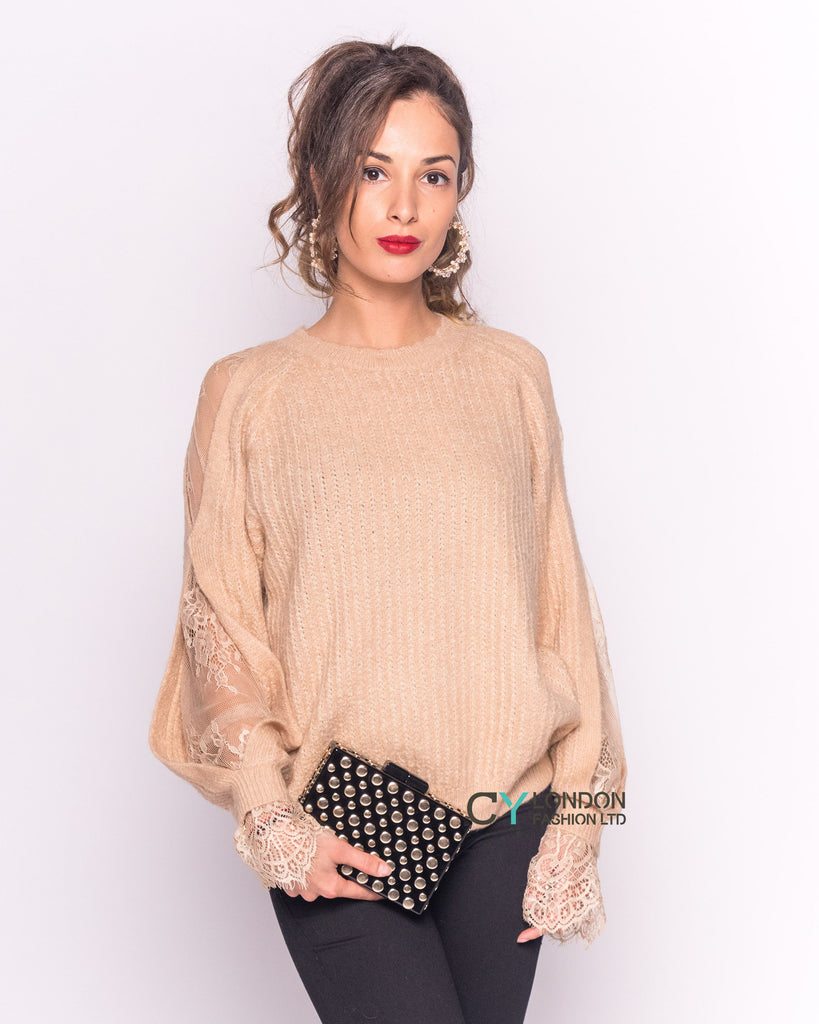 Lace sleeves and cut out design jumper