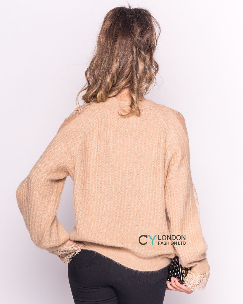 Lace sleeves and cut out design jumper