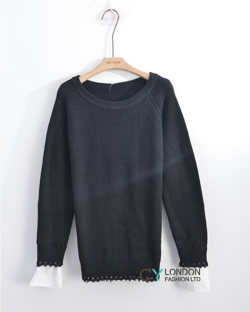 Plain jumper with shirt design