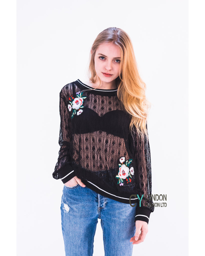 Floral Patched Sweatshirt