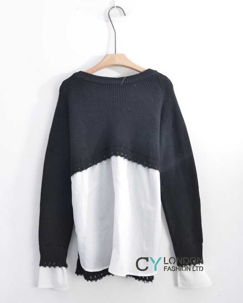 Plain jumper with shirt design