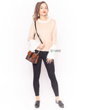 Ruffle Shirt sleeves with pearl embellished jumper in PINK