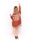 PARIS Lettering Embroidered cardigan