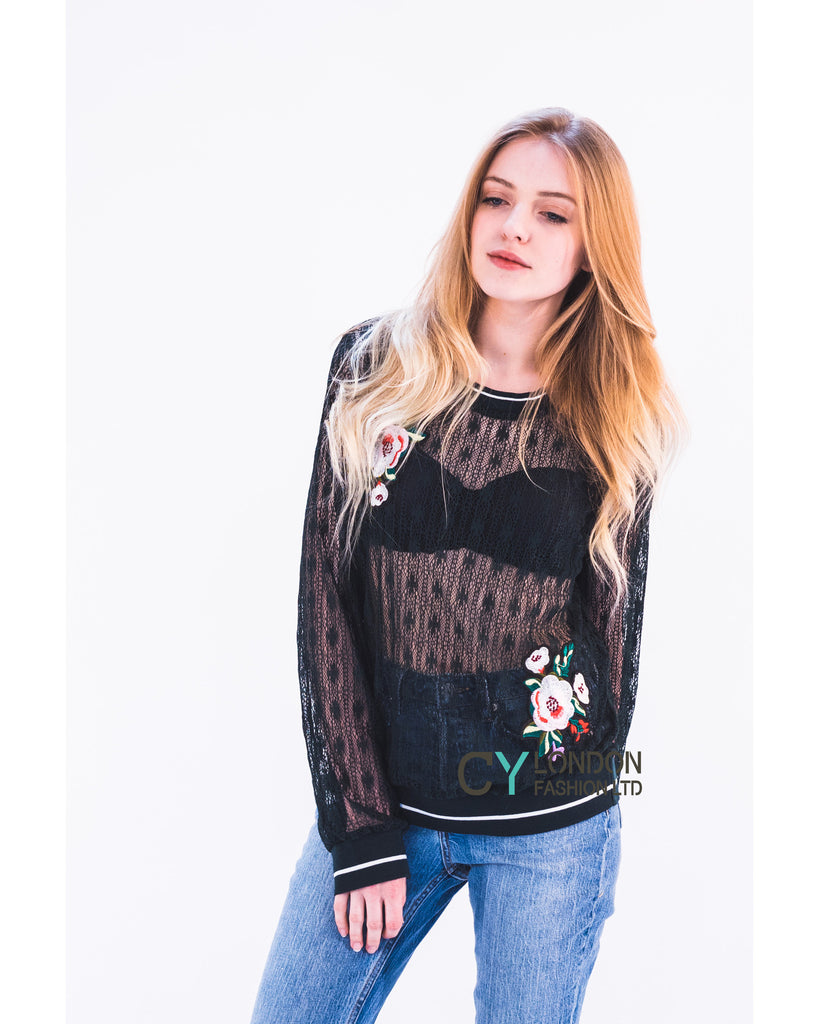 Floral Patched Sweatshirt