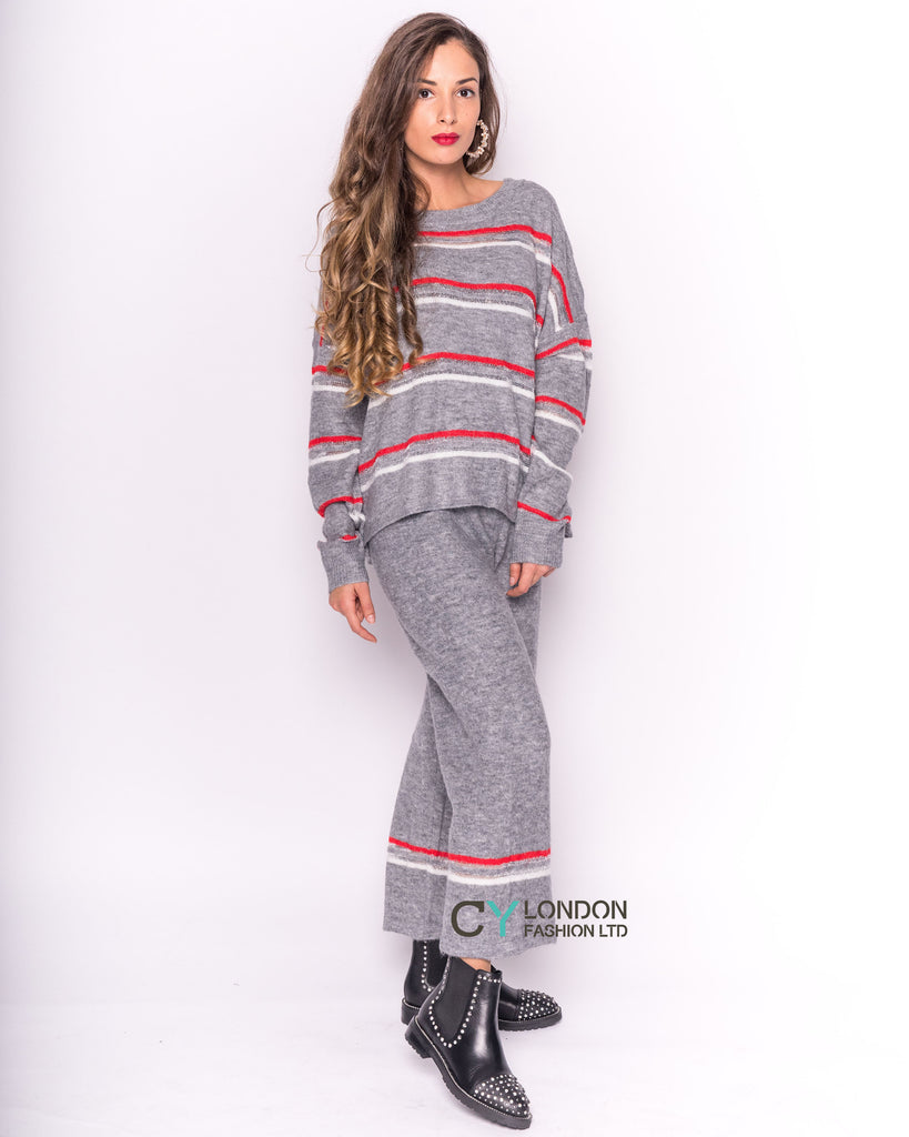 Knit Jumper & Trousers Co-ord with Stripes
