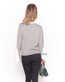 Ruffle Shirt sleeves with pearl embellished jumper in grey