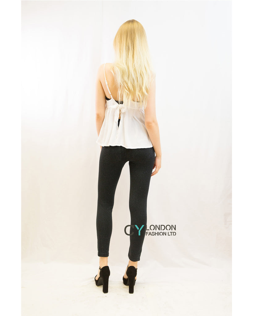 Jean's look print fleece leggings