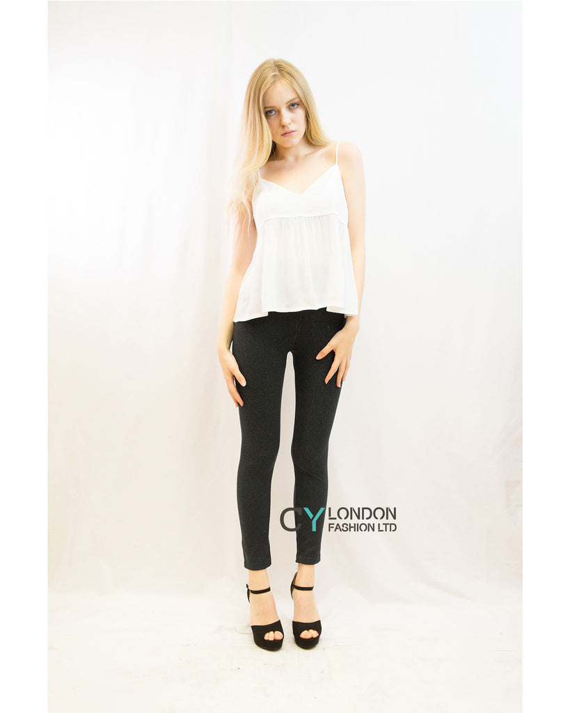 Jean's look print fleece leggings