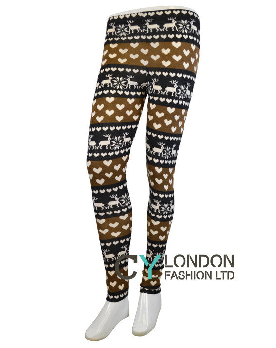 Reindeer Pattern knitted leggings