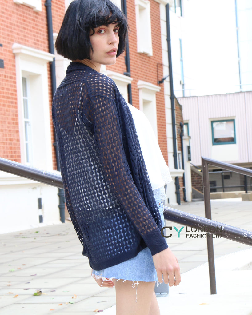 Relax Holiday fine knitted cardigan (Navy)