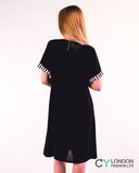 Stripe Print Cotton Dress (Black)