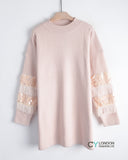Fringed and sequin embellished sleeves Jumper