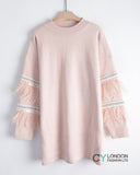 feather and sequin embellished sleeves jumper