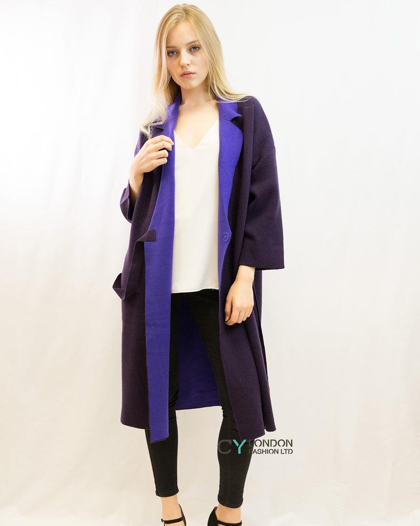 Double-sided wool blend jacket coat (Purple)