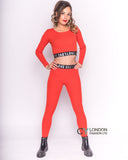 Cropped top and leggings set in orange