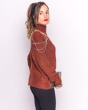 Open shoulder jumper with Chain Detail