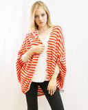 Stripe Printed Knitted Cardigan (Red)