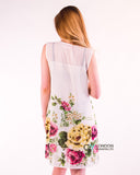 Floral Print Black Chiffon Dress