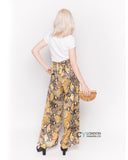 Silky Wide Leg Trousers in Yellow Snake Print