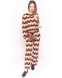 Zig Zag Print crop top and trousers tracksuits