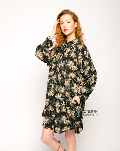 Multi Floral Printed overisze Shirt Dress