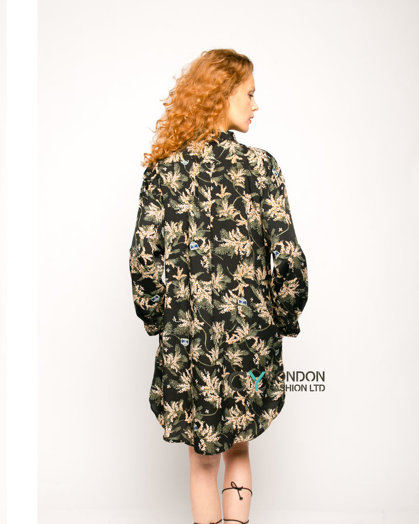 Multi Floral Printed overisze Shirt Dress