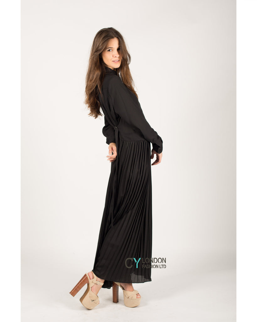 Full pleated maxi dress (Black)