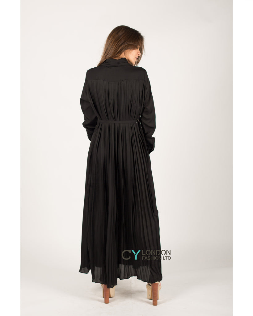 Full pleated maxi dress (Black)