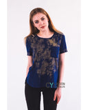 Gold Print T-shirt with Pocket (BLACK)