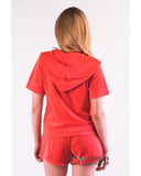 Short sleeves and Shorts Velour Tracksuits (Rose)