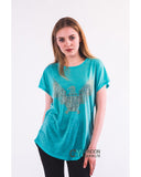 Gold Eagle embellished T-shirt  (Turq)