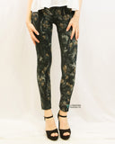 Leaves' print fleece leggings