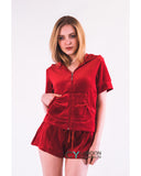 Short sleeves and Shorts Velour Tracksuits (Red)
