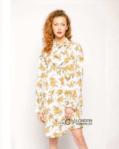 Multi Floral Printed overisze Shirt Dress