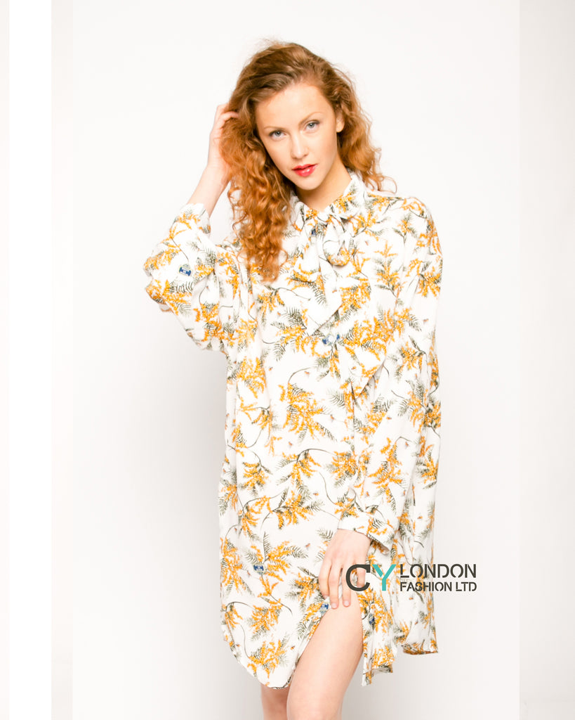 Multi Floral Printed overisze Shirt Dress