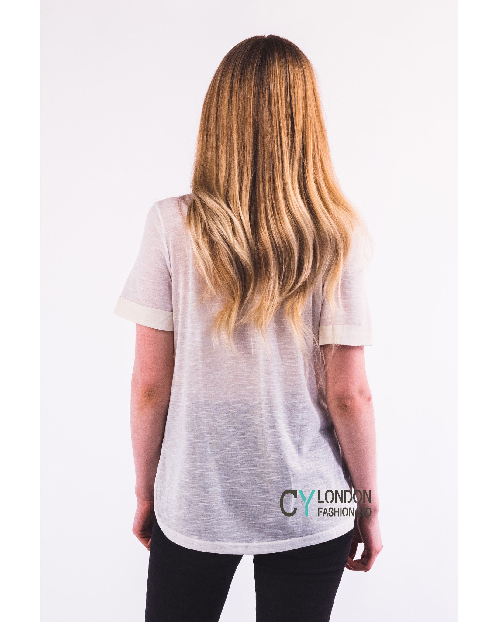 Gold Print T-shirt with Pocket (White)